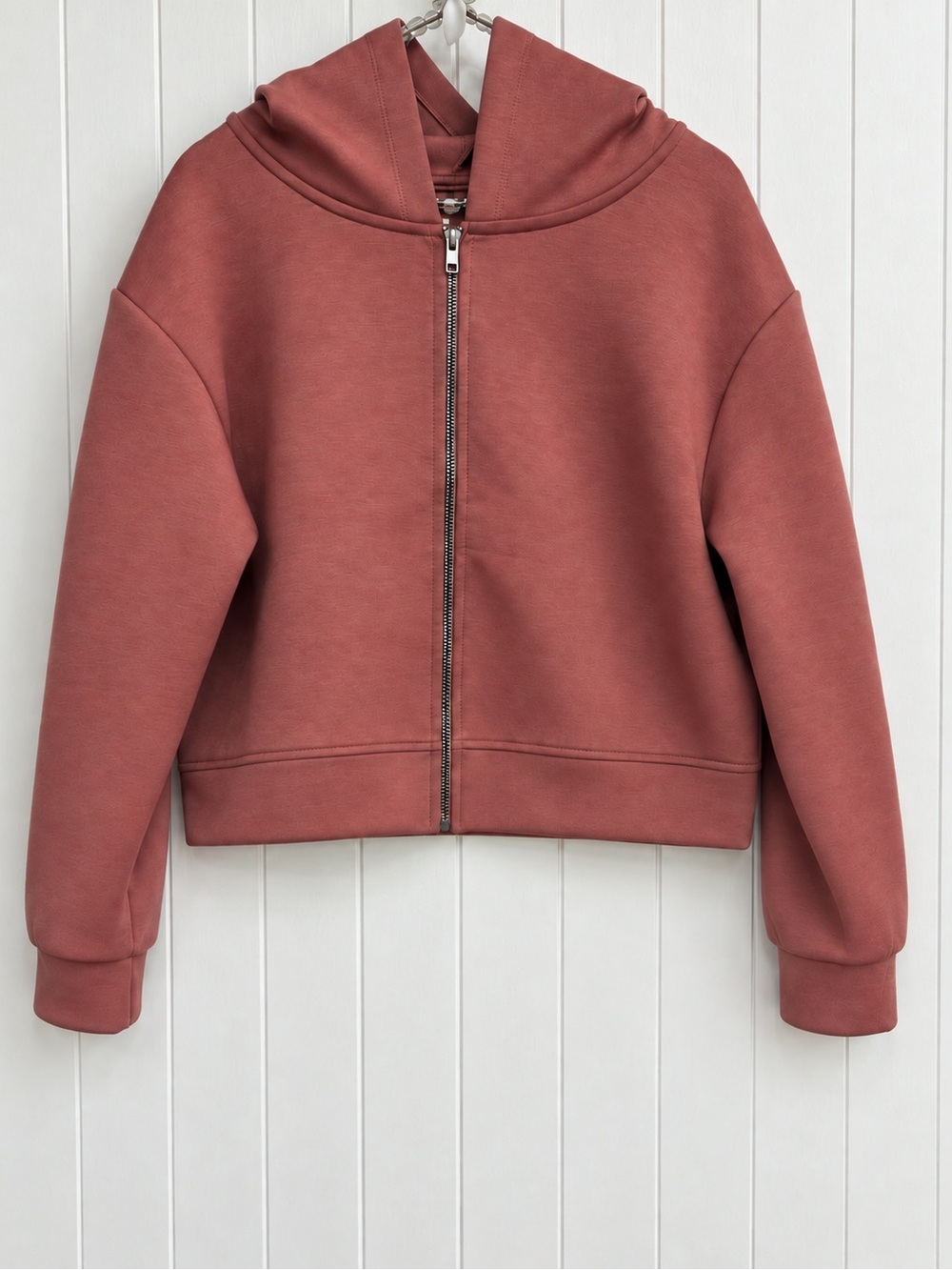 A New Day Rust Pink Full Zip Cropped Hoodie Large NWT